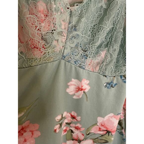 Flora Nikrooz Green Floral Lace Nightgown Slip Dress Small – Romantic Sleepwear - Picture 3 of 7